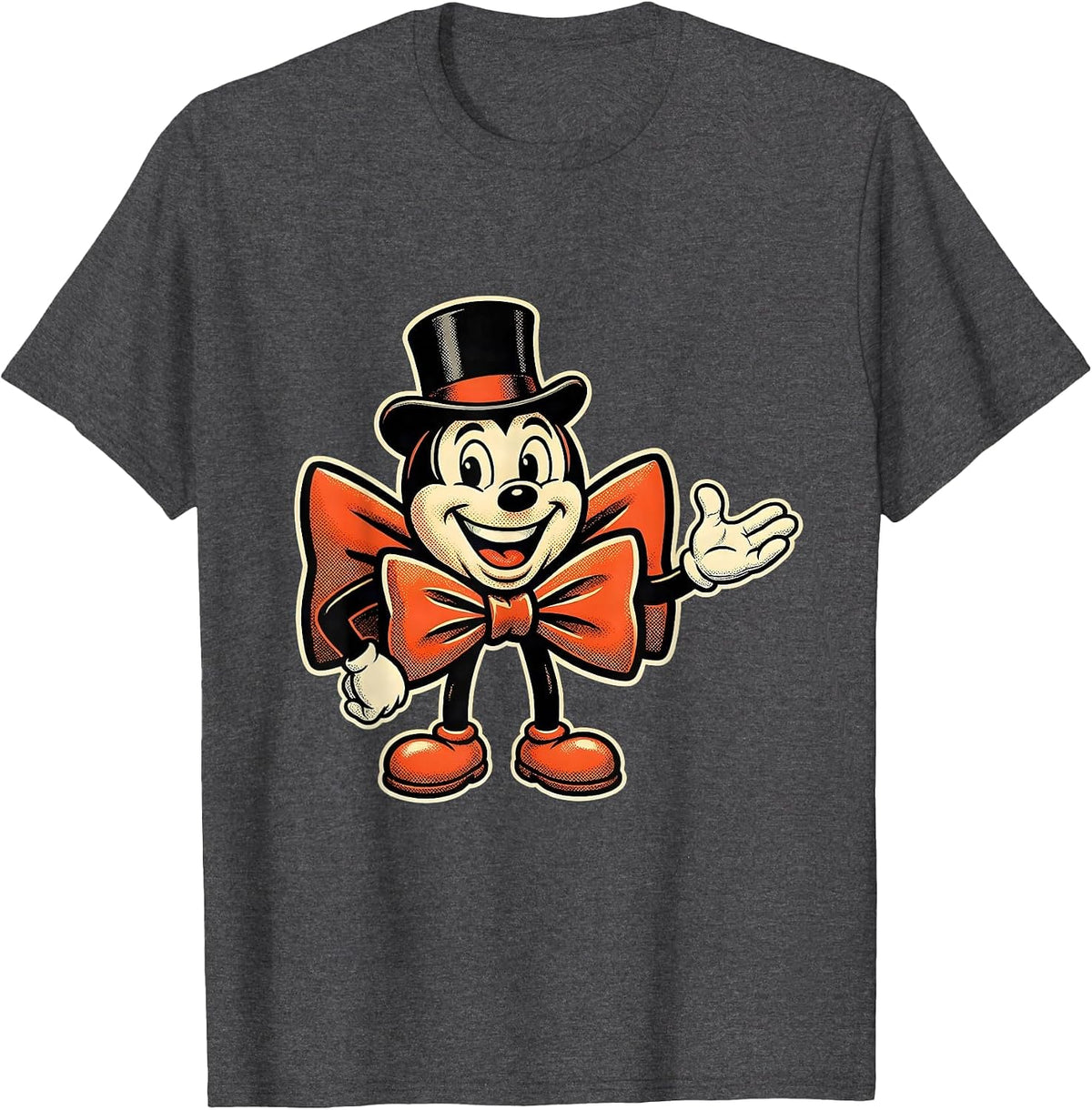 Tuxedo Gloves and Bow Tie Graphic Design T-Shirt - Dark Heather Grey