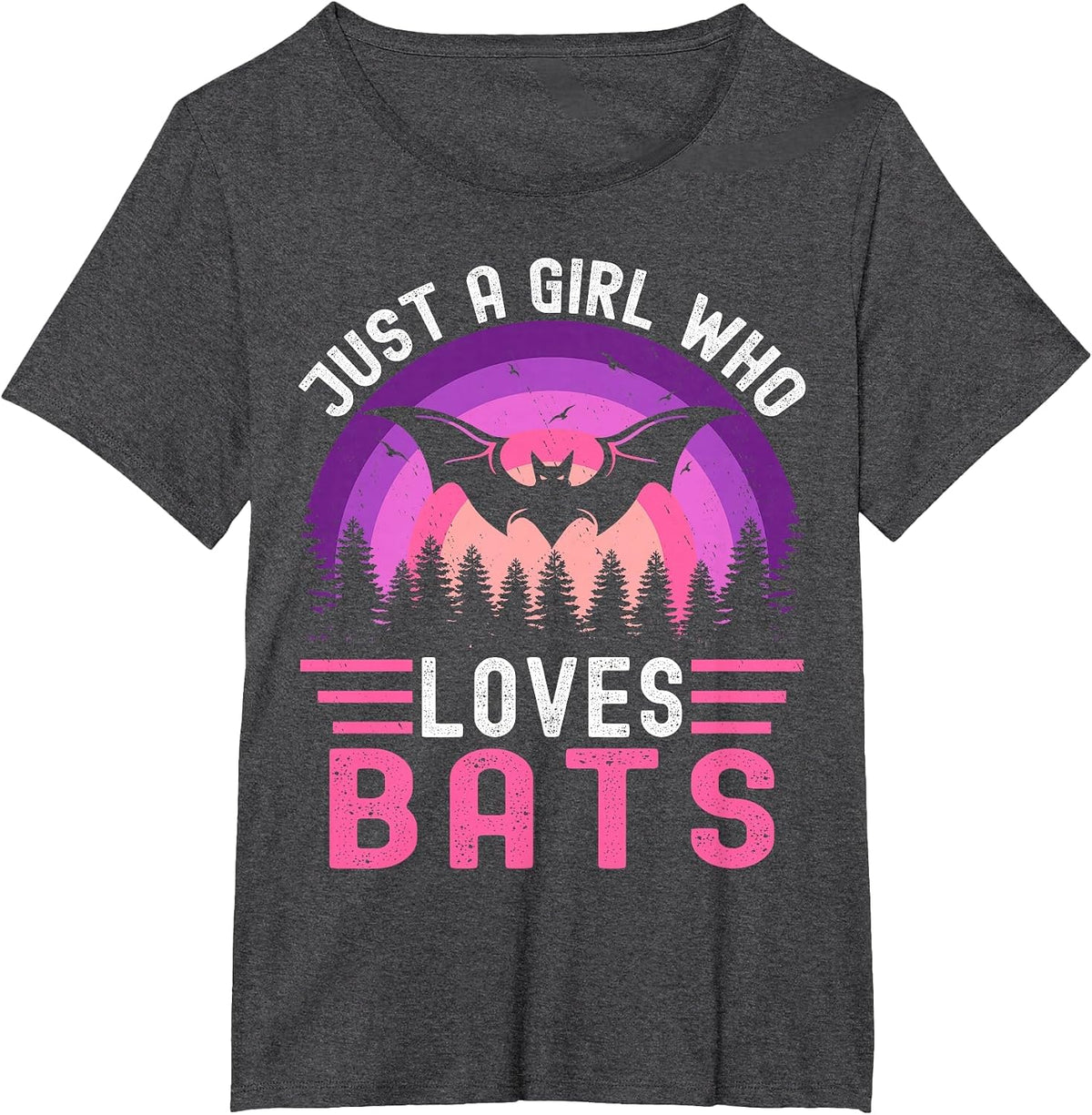 Vintage Bat Just a Girl Who Loves Bats Funny Bat Halloween T-Shirt - Dark Heather Grey