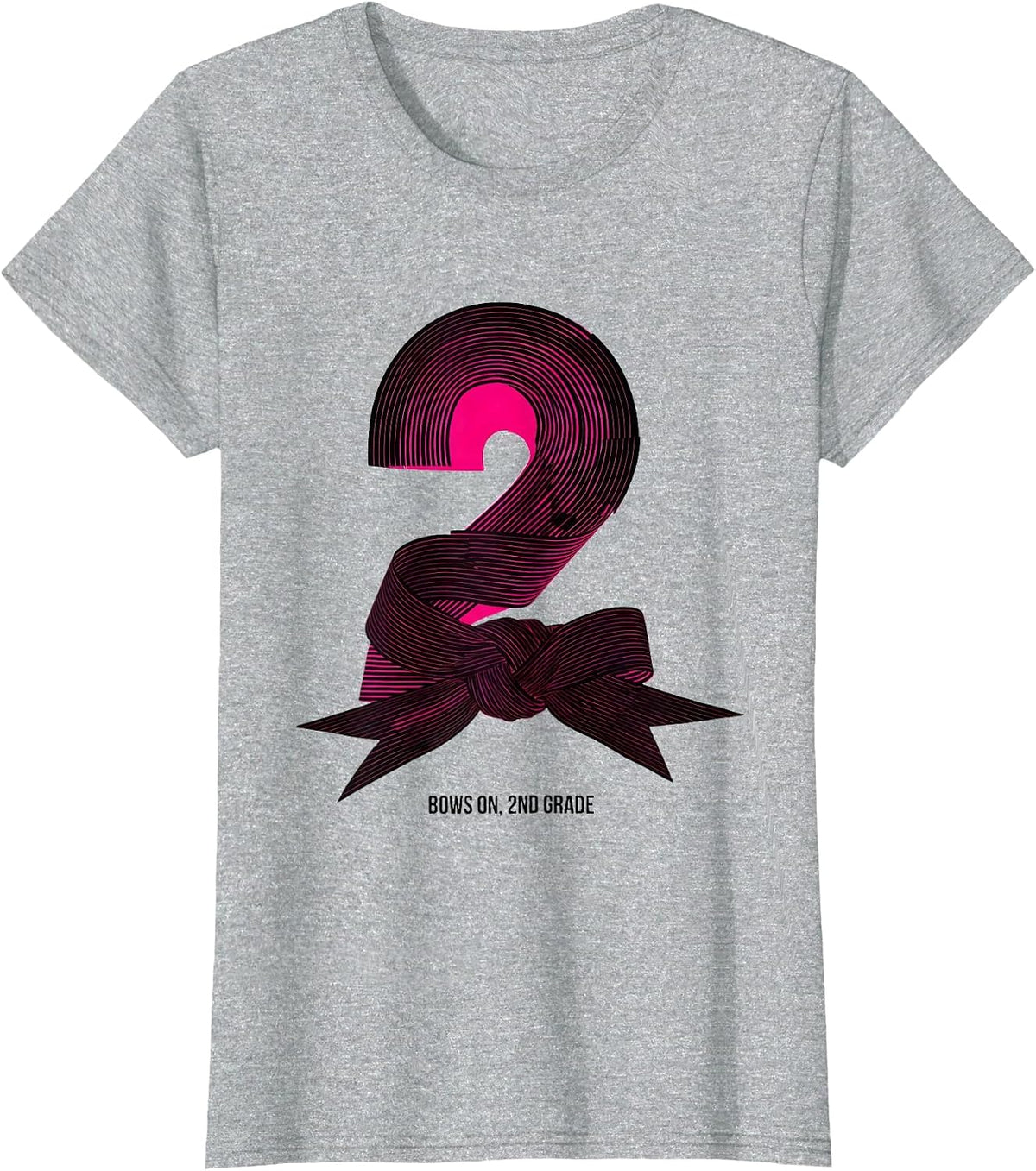 Bows On, 2nd Grade Sweet Girly Back To School Bow T-Shirt - Heather Grey