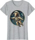 Goat Astronaut Floating in Outer Space T-Shirt - Heather Grey