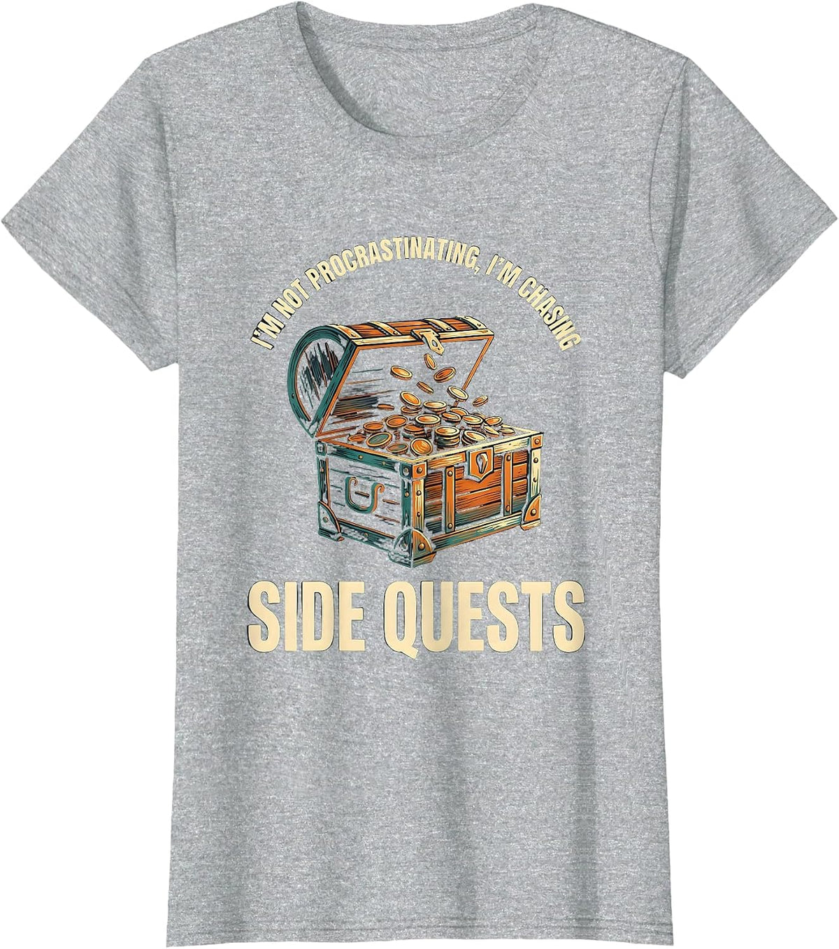 I'm Not Procrastinating, I'm Chasing Side Quests RPG Gamer T-Shirt - Heather Grey