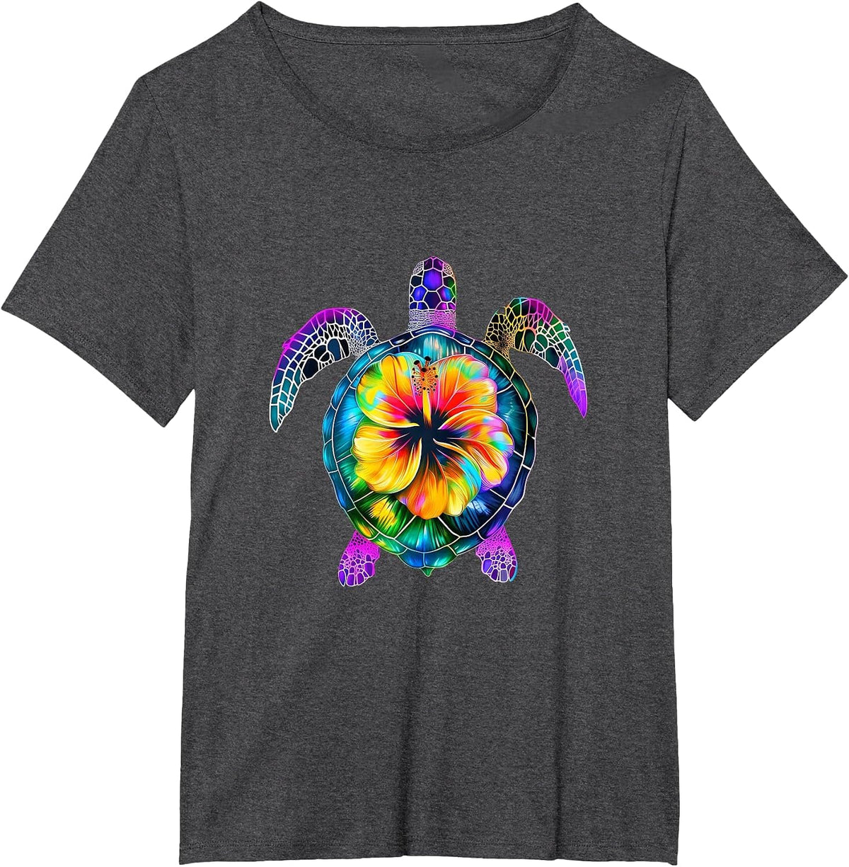 Hawaiian Tie Dye Sea Turtle Cute Hawaii for Men and Women T-Shirt - Dark Heather Grey