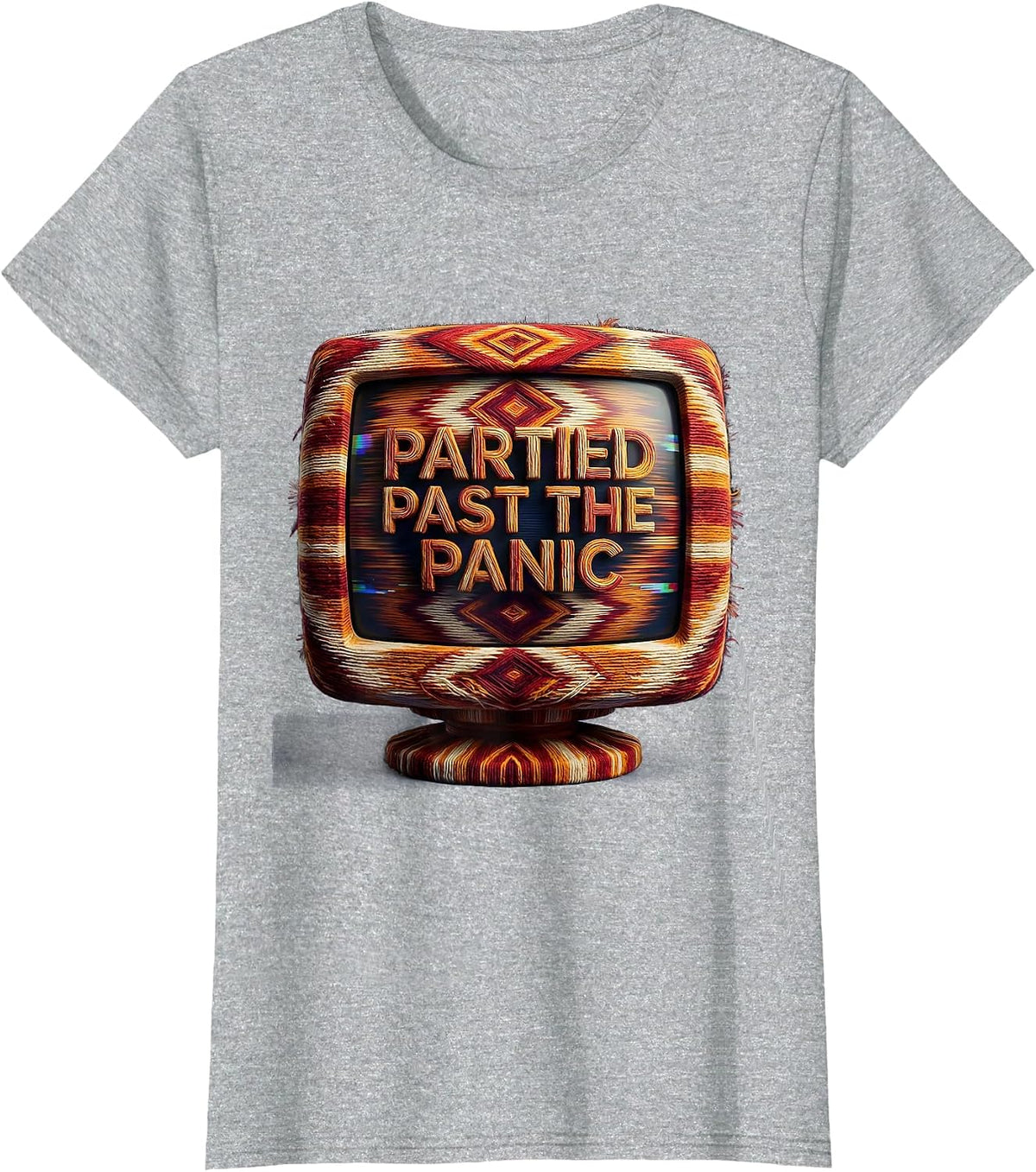 Partied Past The Panic Y2K Millennium Design T-Shirt - Heather Grey