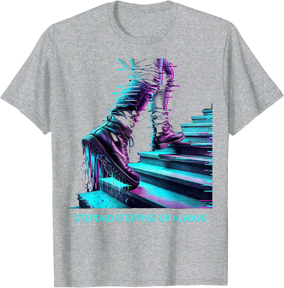 Men's Stepdad Stepping Up Always Bonus Dad Design T-Shirt - Heather Grey