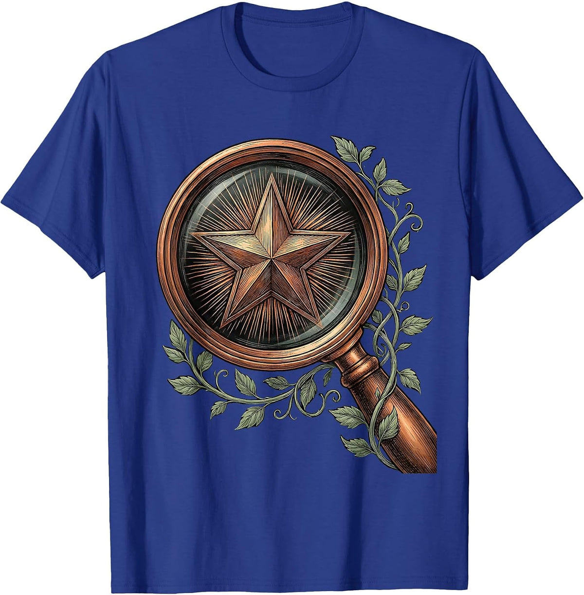 Men's Special Education Magnifying Glass Star Design T-Shirt - Royal Blue