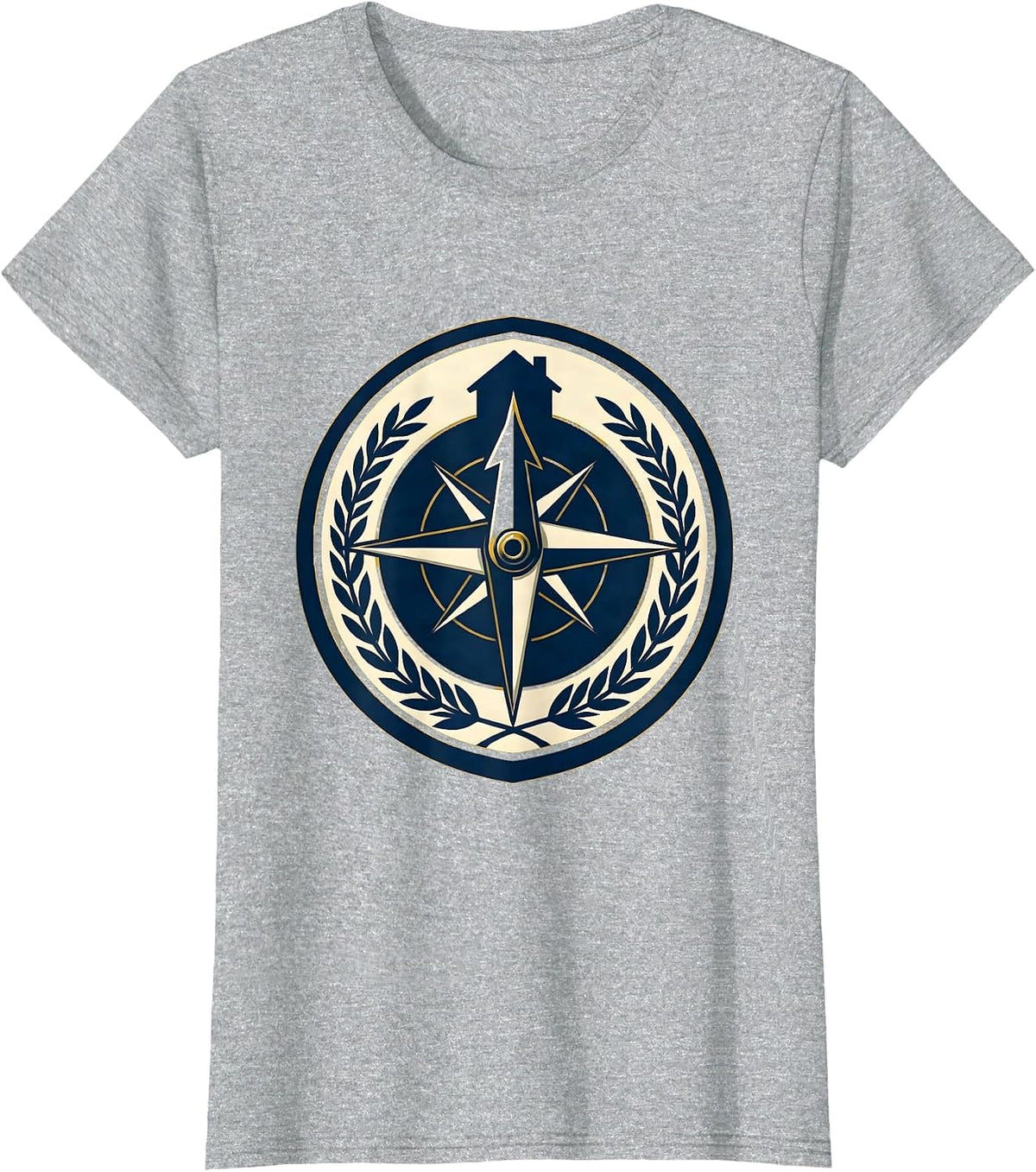 Women's Social Worker Compass Home Graphic Design T-Shirt - Heather Grey