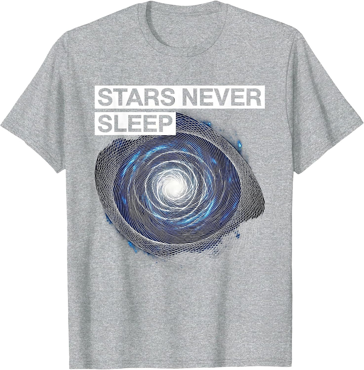 Men's Stars Never Sleep Galaxy Space Design T-Shirt - Heather Grey