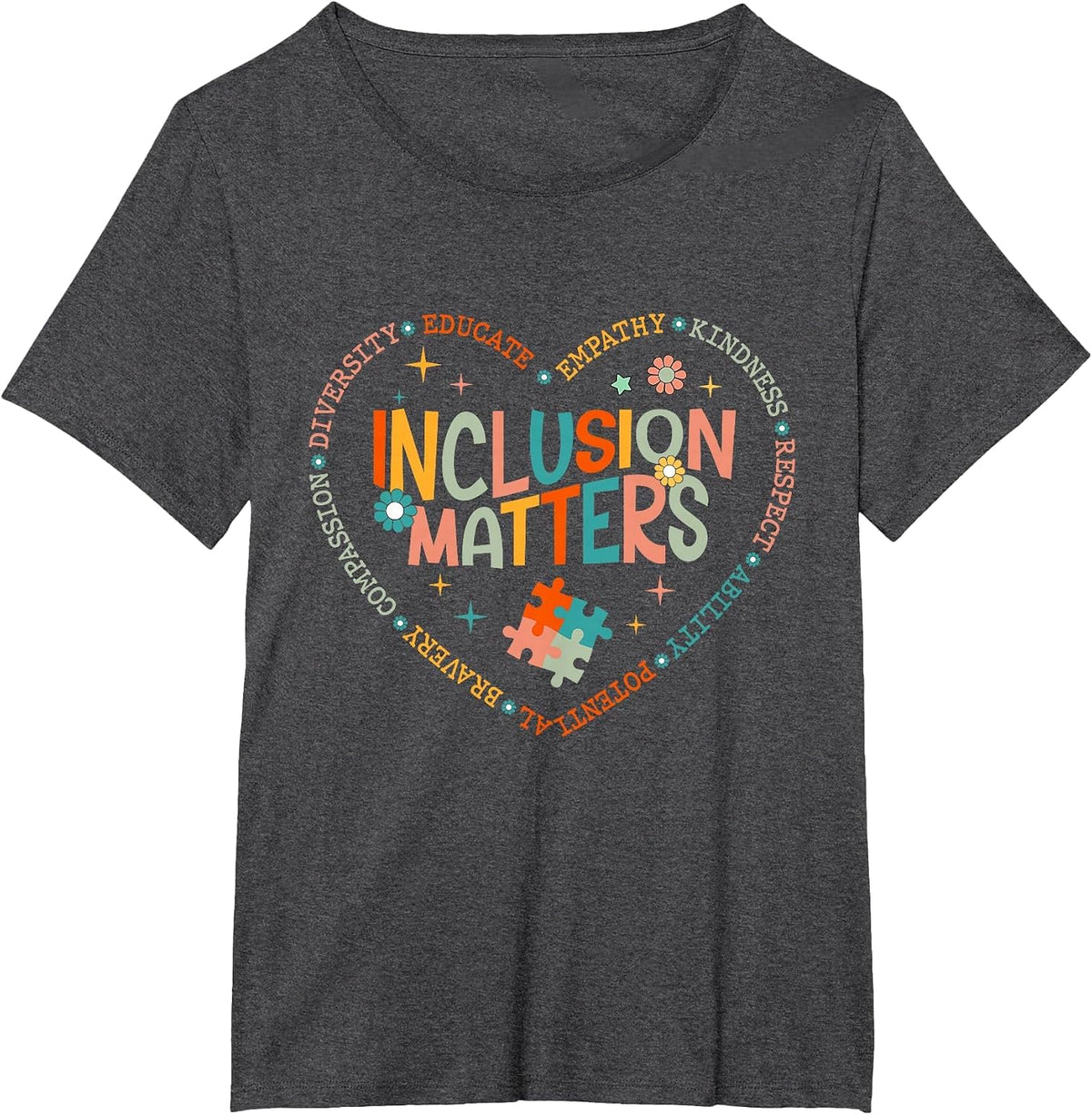 Inclusion Matters Autism Awareness T-Shirt - Dark Heather Grey