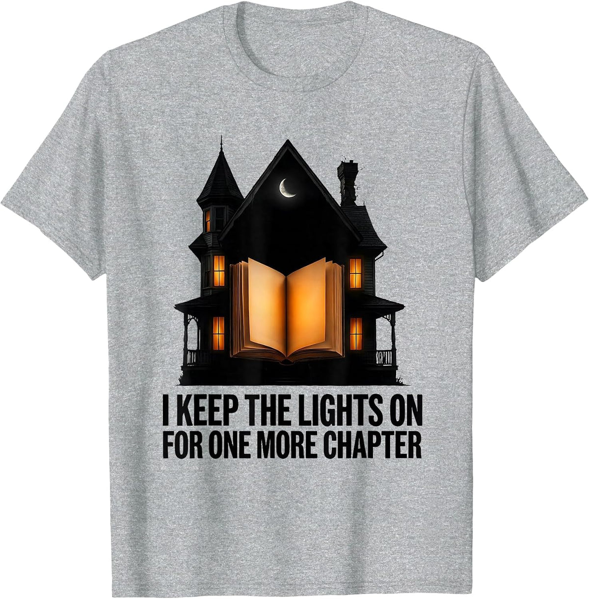 Men's I Keep The Lights On For One More Chapter Bookworm T-Shirt - Heather Grey