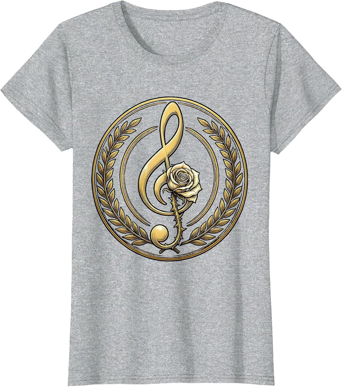 Music Teacher Treble Clef Blooming Flower Art T-Shirt - Heather Grey