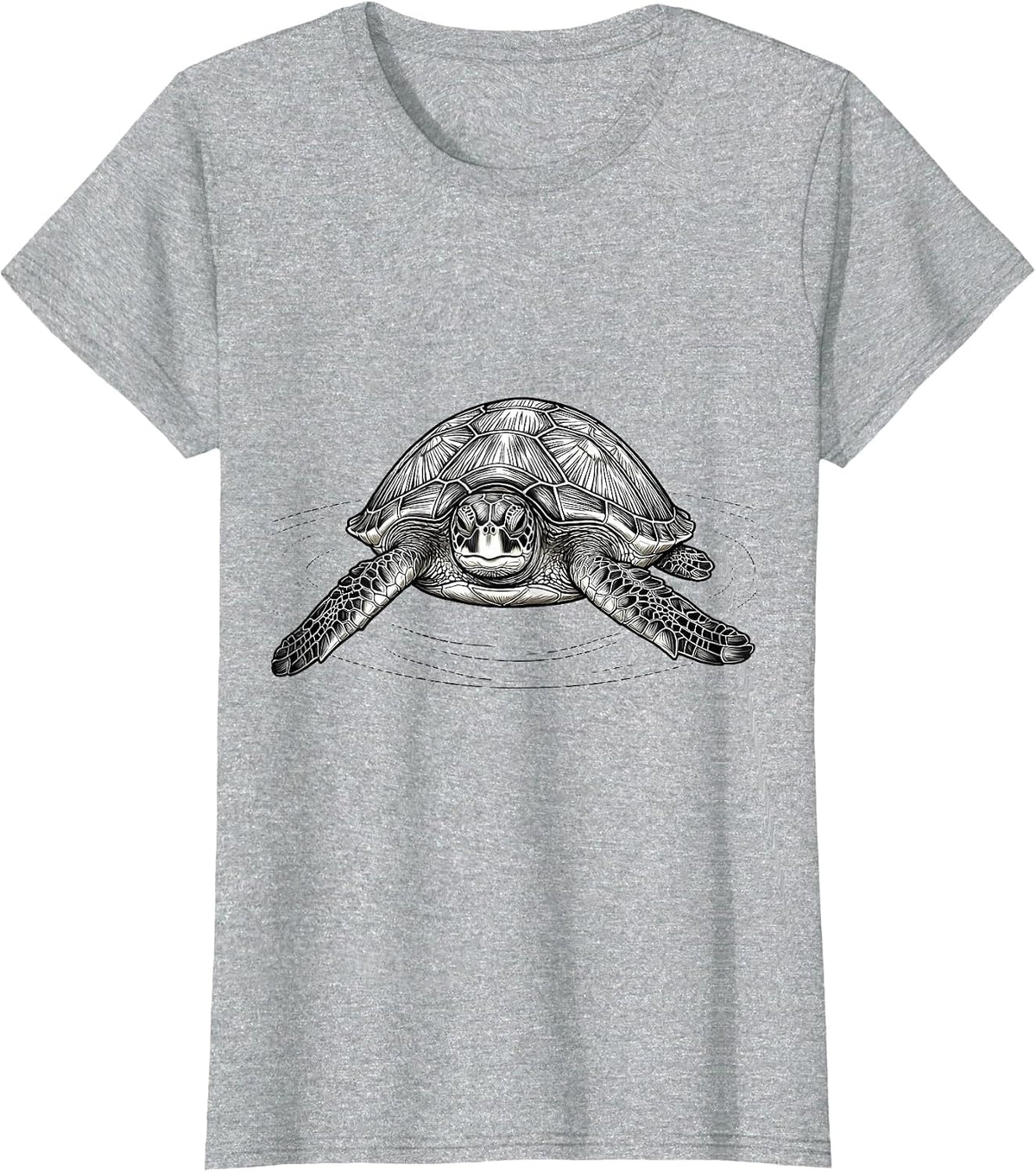 Sea Turtle Line Art Animal Lover Gift T-Shirt - Heather Grey