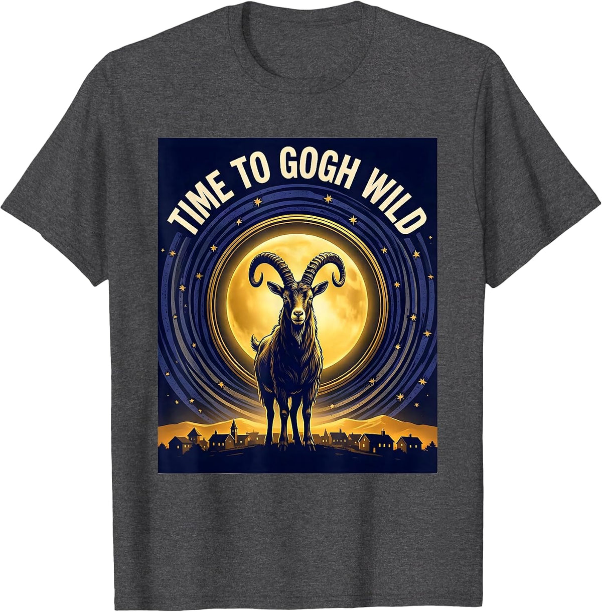 Men's Time To Gogh Wild Whimsical Art Parody Pet Lover Gift T-Shirt - Dark Heather Grey