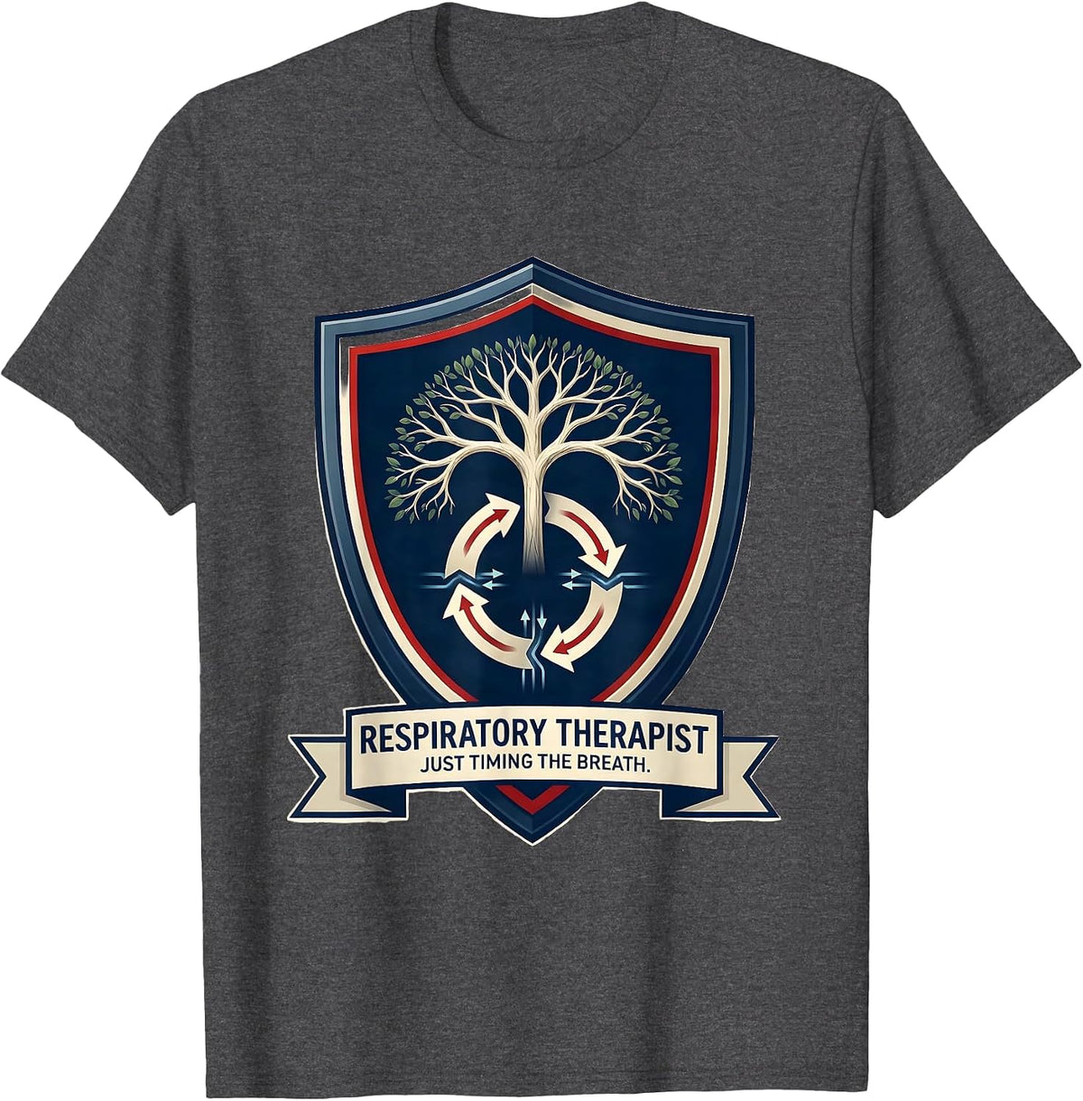 Men's Respiratory Therapist Just Timing the Breath RT T-Shirt - Dark Heather Grey