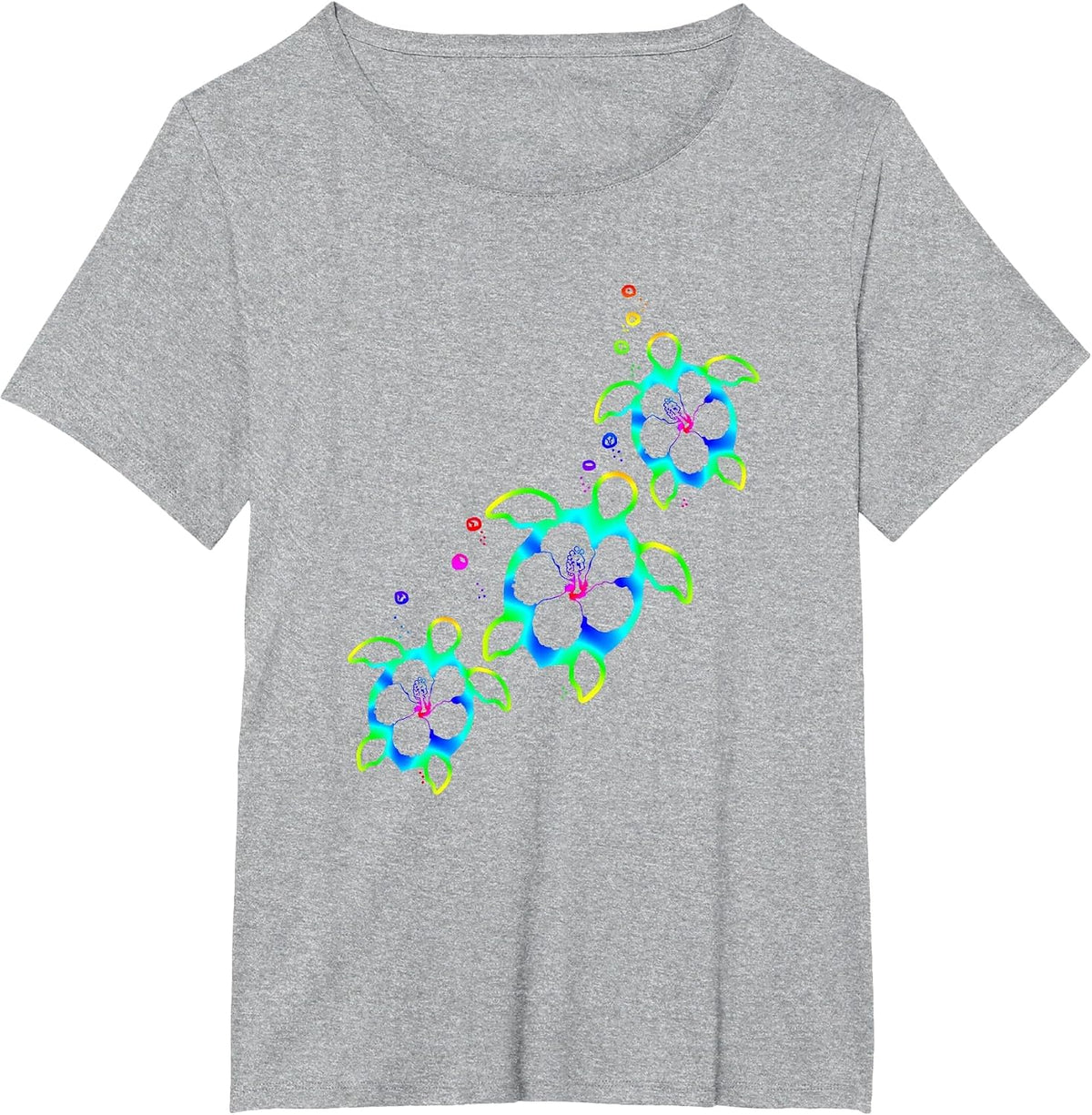 Tropical Colors Hawaiian Honu Sea Turtles T-Shirt - Heather Grey