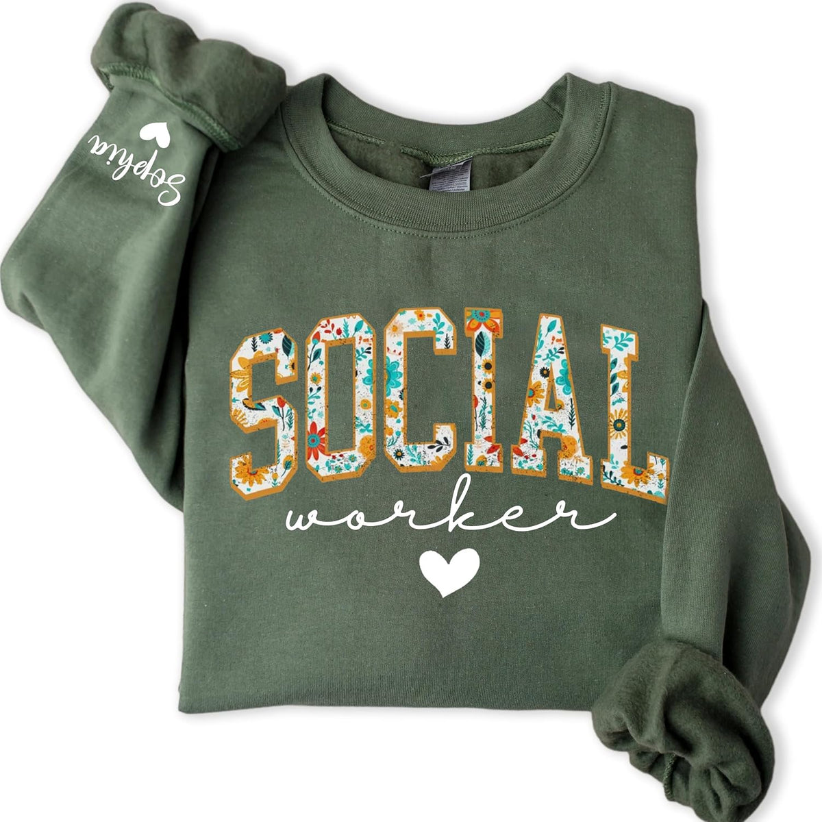 Custom Floral Social Worker Sweatshirt,Gifts For Social Worker,Therapist Sweater,Social Worker School Sweater - Style 1