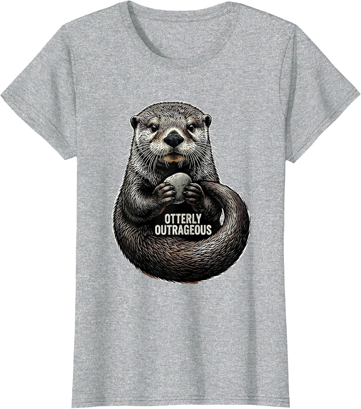 Otterly Outrageous Funny Otter Lover Gift For Animal T-Shirt - Heather Grey