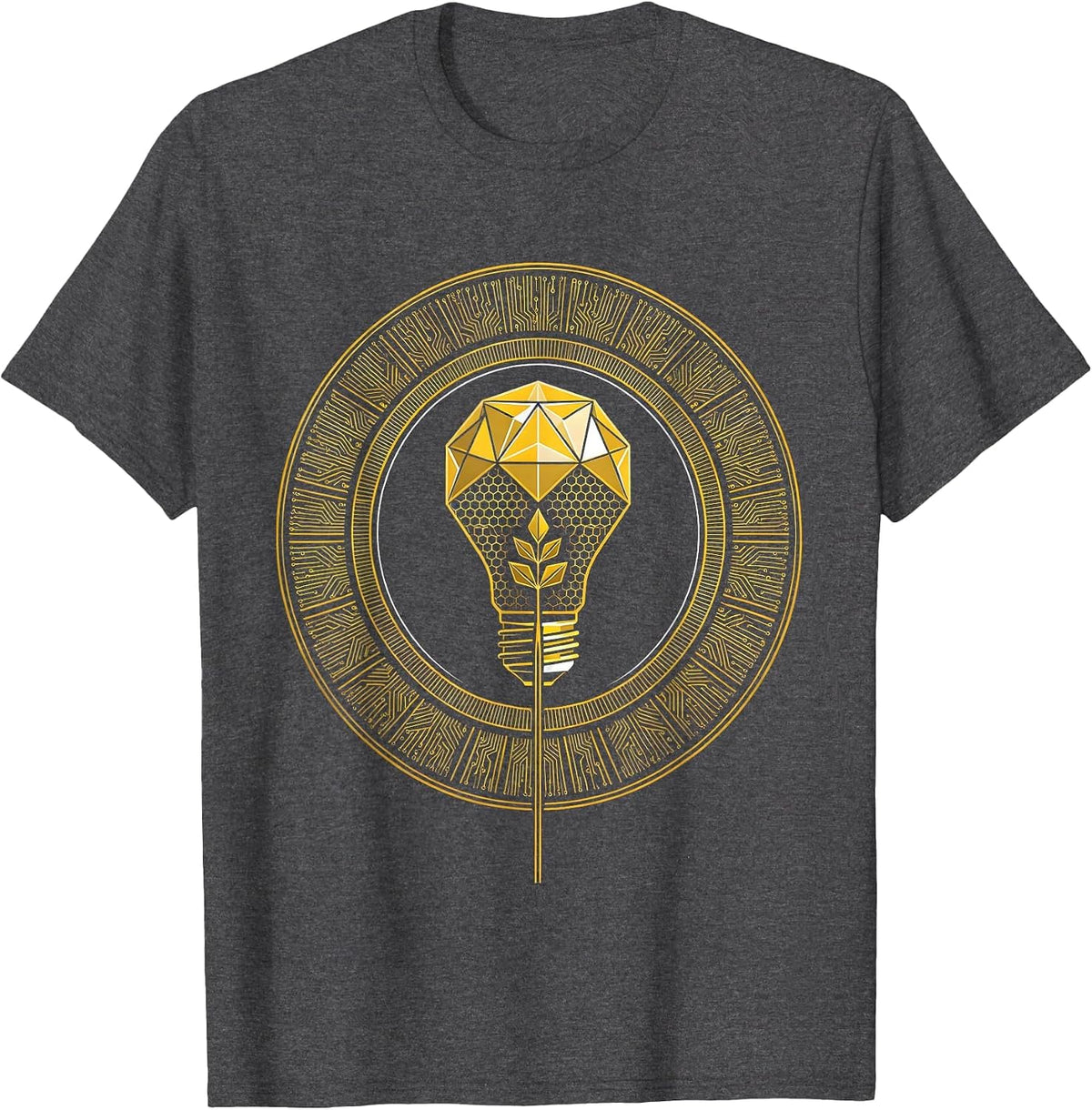 Autism Awareness Seedling Lightbulb Growth Art T-Shirt - Dark Heather Grey