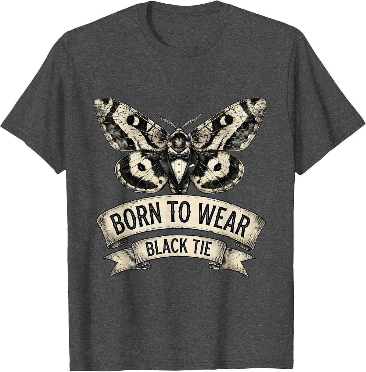 Born to Wear Black Tie Tuxedo Graphic Design T-Shirt - Dark Heather Grey