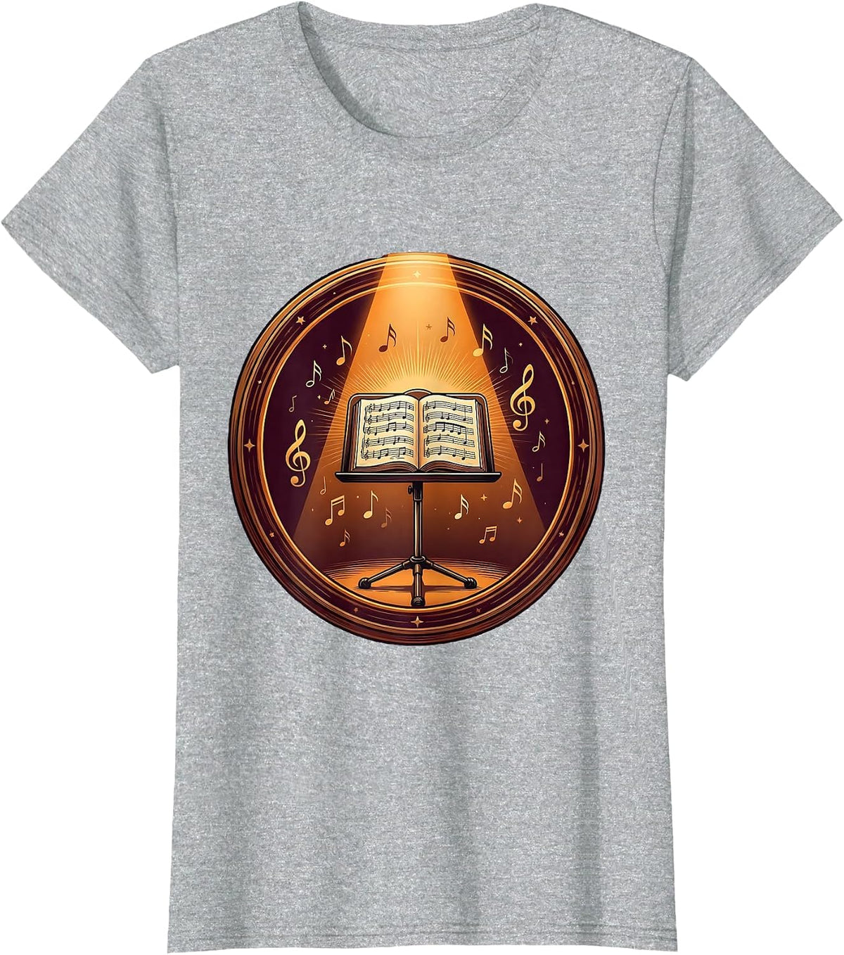 Music Stand Spotlight Illustration Music Teacher T-Shirt - Heather Grey