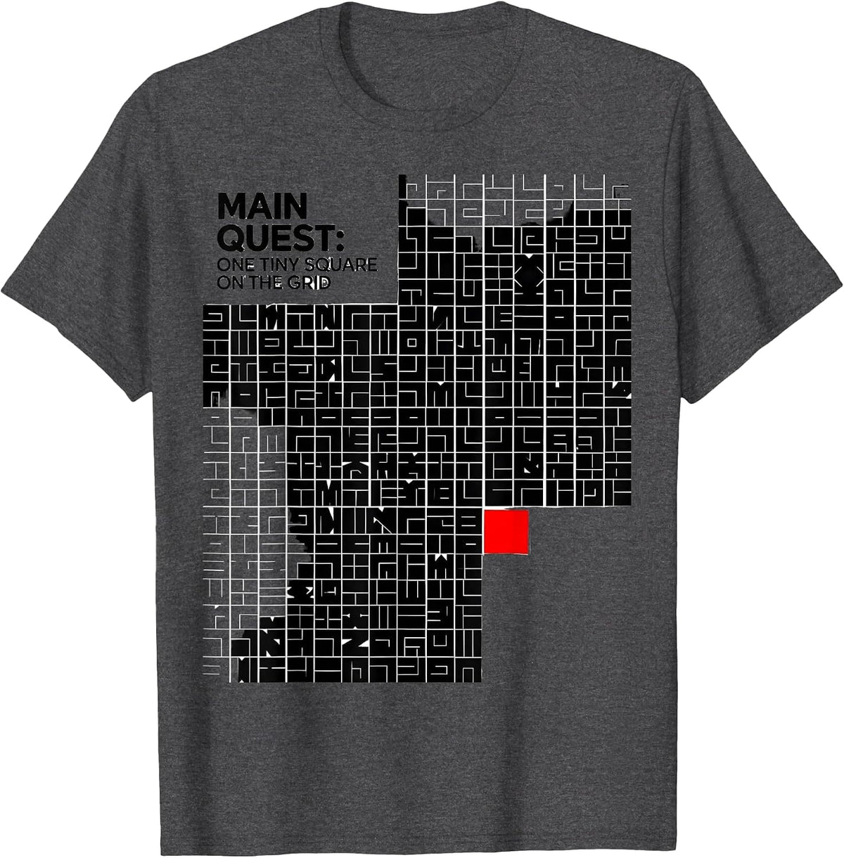 Main Quest One Tiny Square On The Grid Funny RPG Gamer T-Shirt - Dark Heather Grey