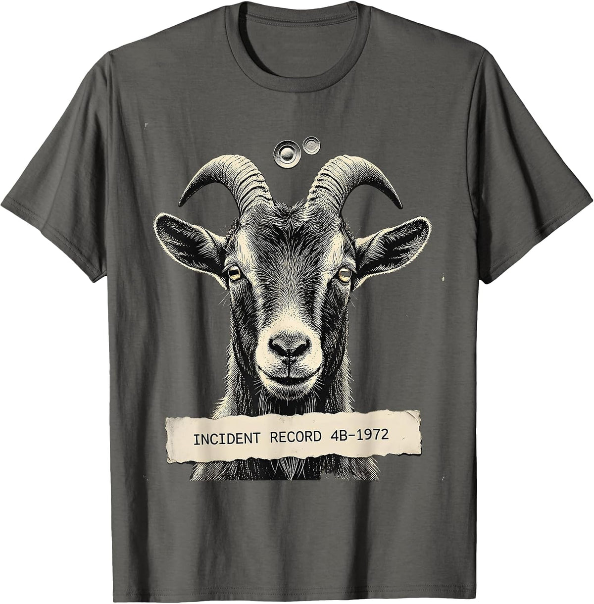 Men's Incident Record 4B-1972 Funny Goat UFO Alien Selfie Humor T-Shirt - Asphalt Grey