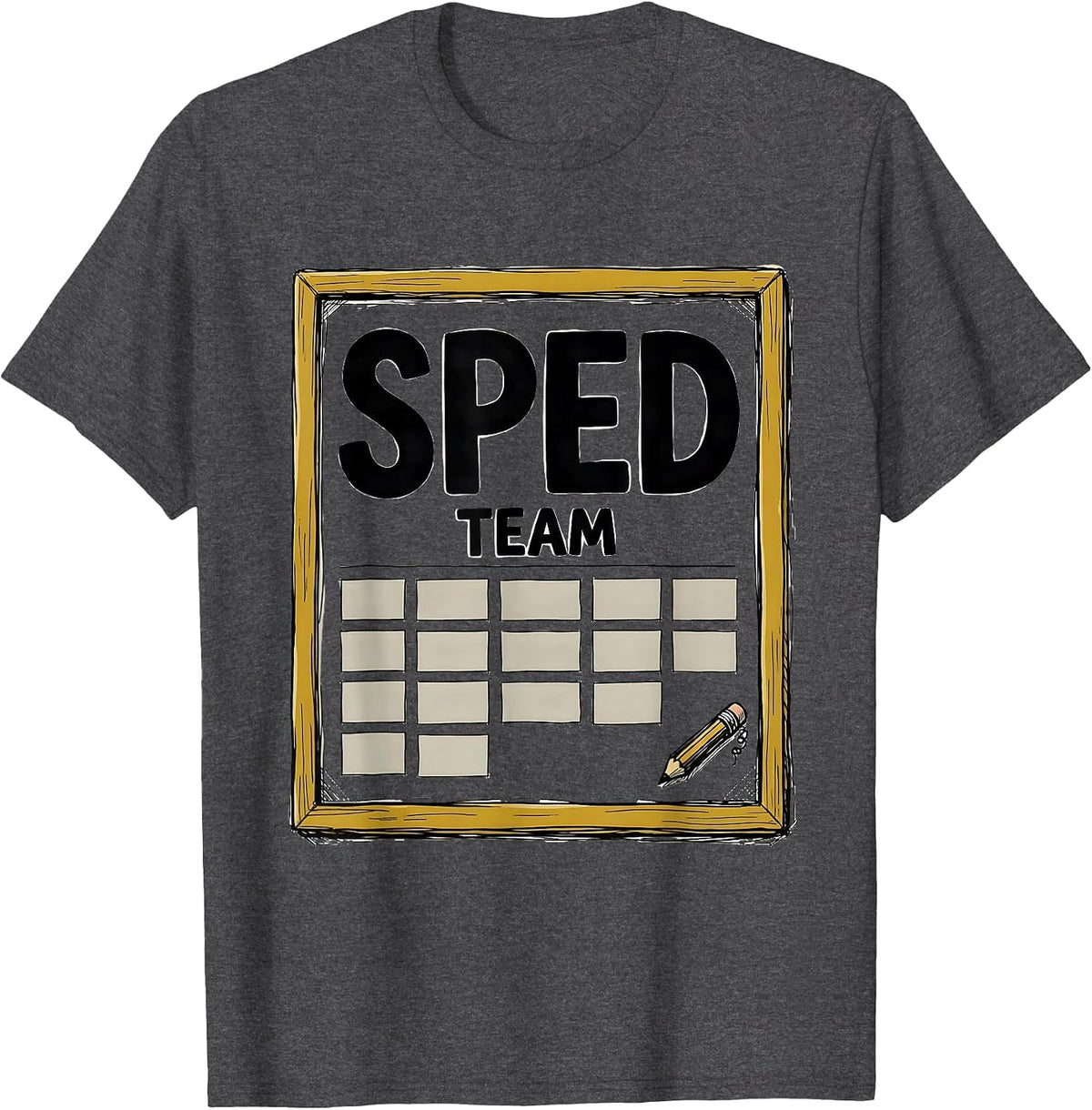 SPED Team Hand-Sketched Funny Special Education Teacher T-Shirt - Dark Heather Grey