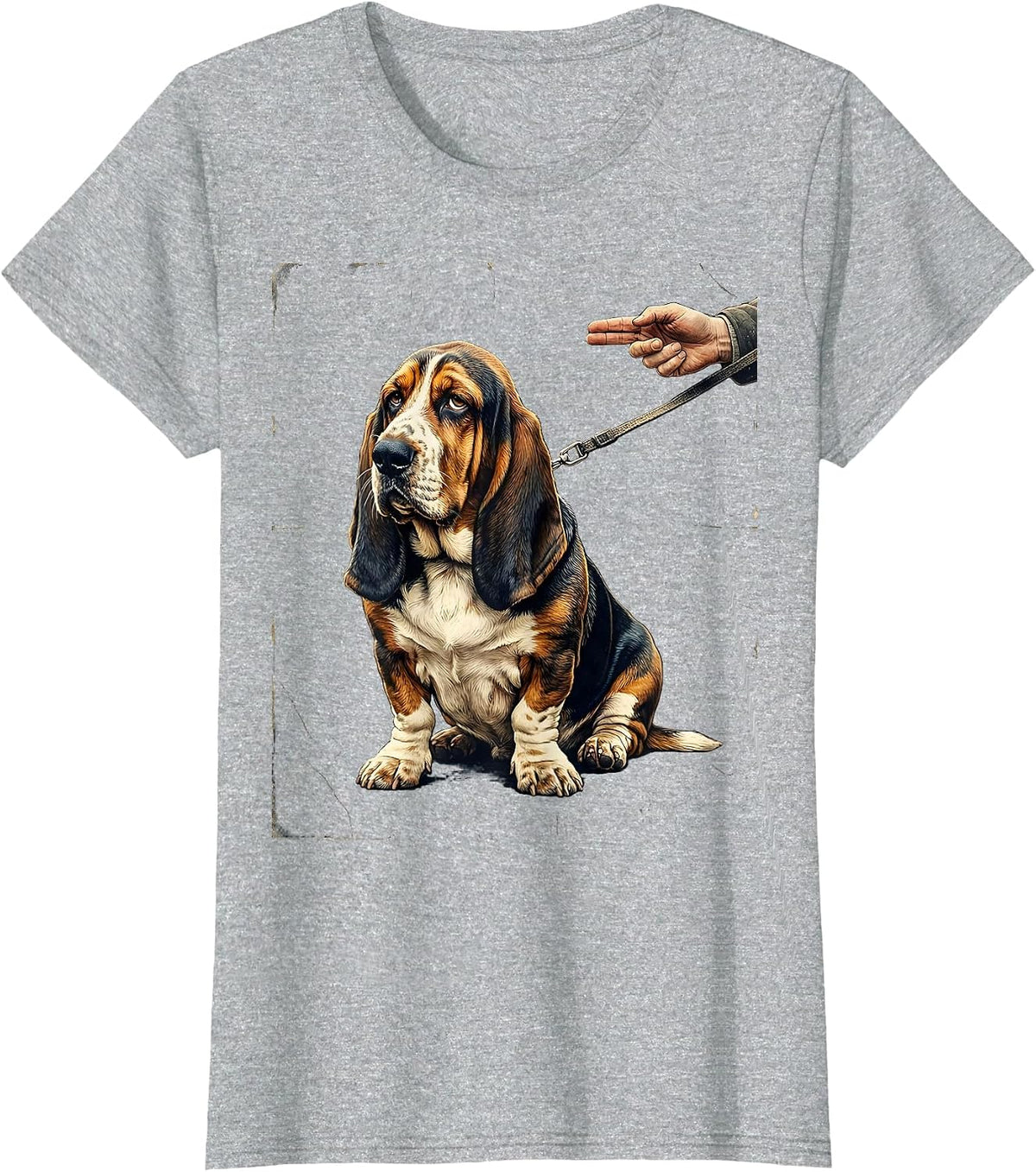 Basset Hound Distressed Funny Dog Lover Gift T-Shirt - Heather Grey