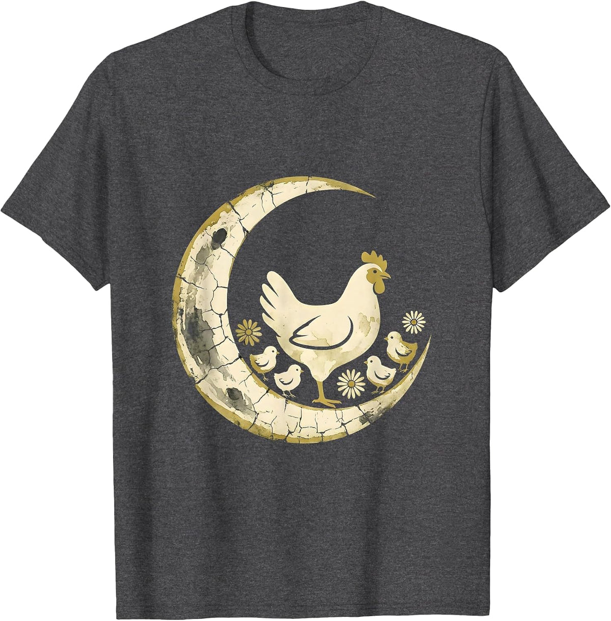 Men's Mother Hen and Chicks Illustration T-Shirt - Dark Heather Grey