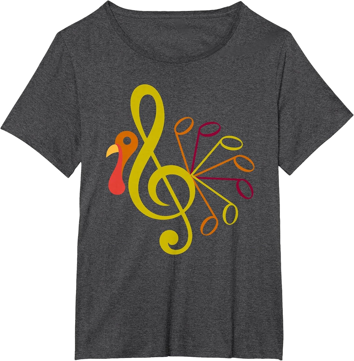 Music Note Symbol Turkey Teacher Fall Thanksgiving Autumn T-Shirt - Dark Heather Grey