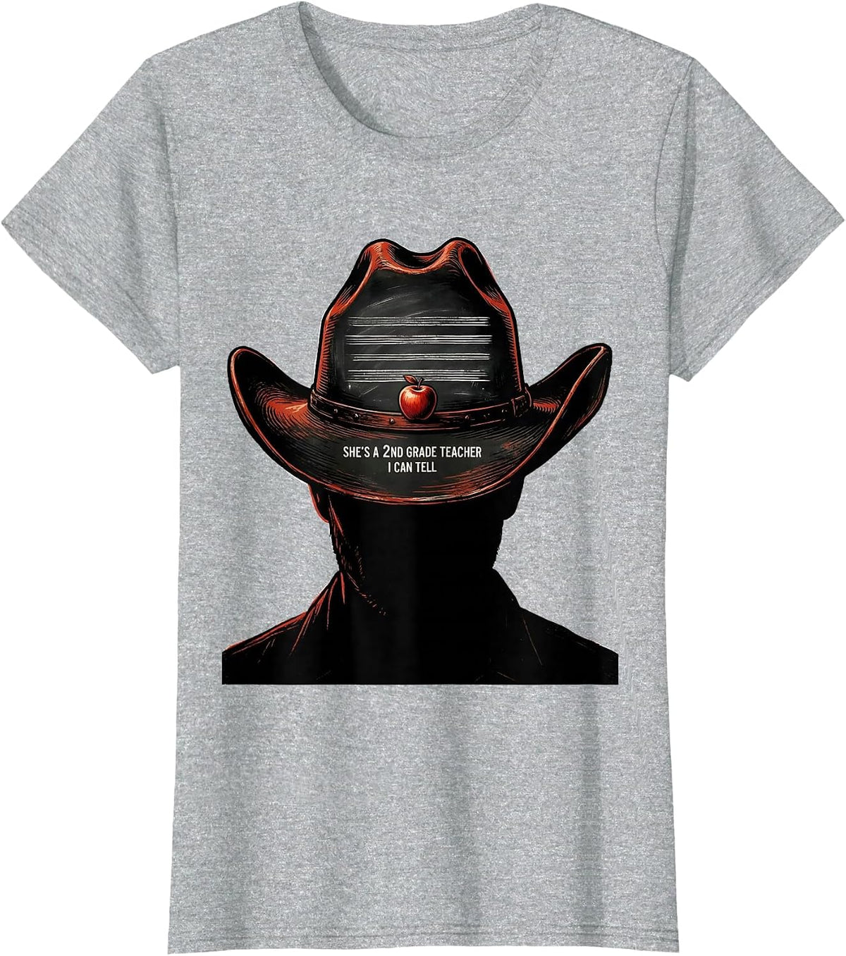 She's A 2nd Grade Teacher, I Can Tell Western Cowgirl Back T-Shirt - Heather Grey