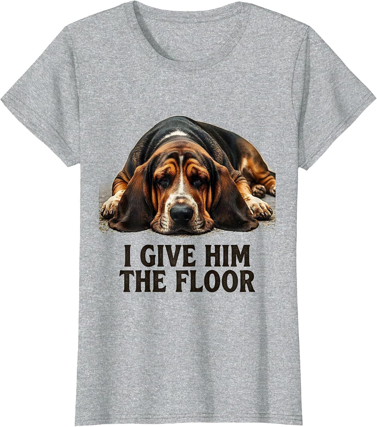 I Give Him The Floor Vintage Funny Basset Hound Dog Lover T-Shirt - Heather Grey