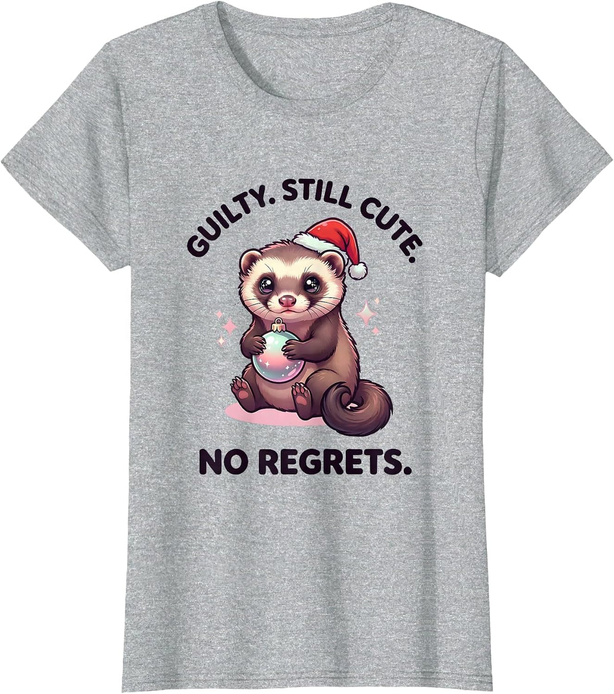 Guilty Still Cute No Regrets Cute Kawaii Ferret Lover T-Shirt - Heather Grey