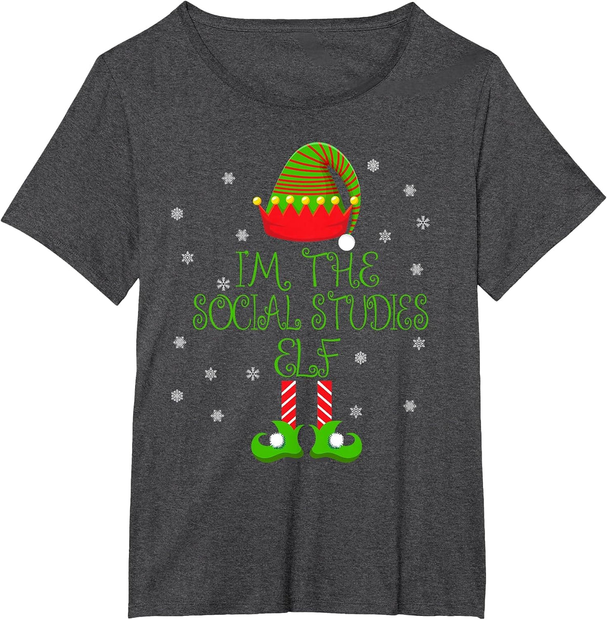 I'm the Social Studies Elf Funny Teacher Xmas T-Shirt - Dark Heather Grey