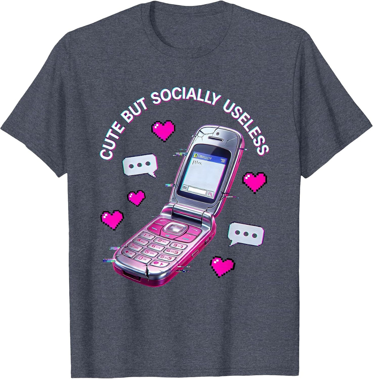 Cute But Socially Useless Funny Introvert Design T-Shirt - Heather Blue