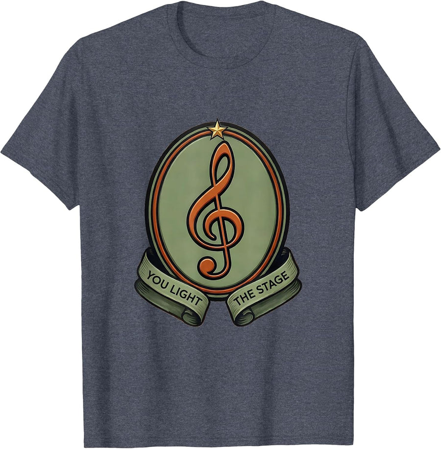You Light The Stage Vintage Music Teacher Classroom Identity T-Shirt - Heather Blue