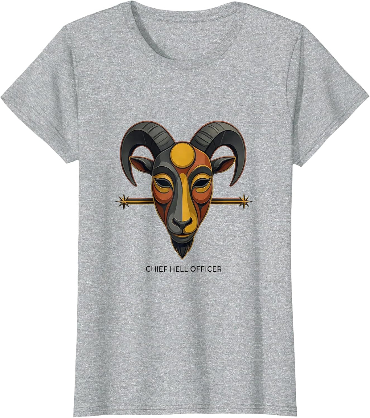 Chief Hell Officer Occult Satanic Goat Head Dark Gothic T-Shirt - Heather Grey