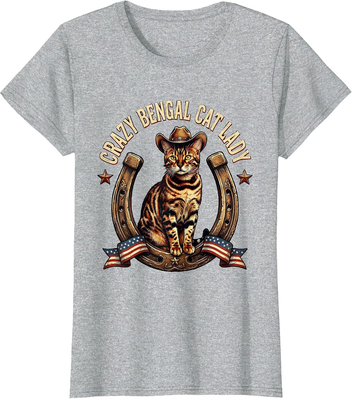 Women's Crazy Bengal Cat Lady Cat Lover Design T-Shirt - Heather Grey