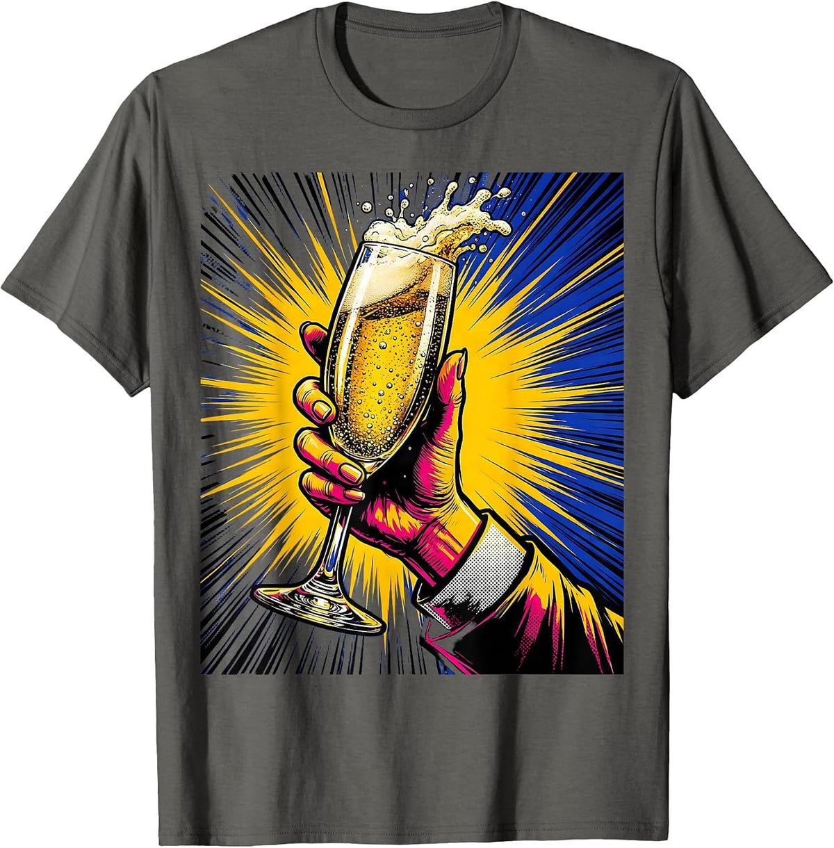Solo Champagne Toast Celebration Graphic T-Shirt - Asphalt Grey