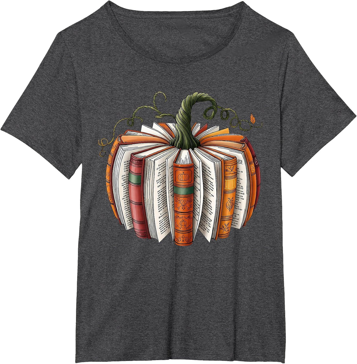 Retro Funny Fall Book Pumpkin Witch Bookworms Librarians T-Shirt - Dark Heather Grey