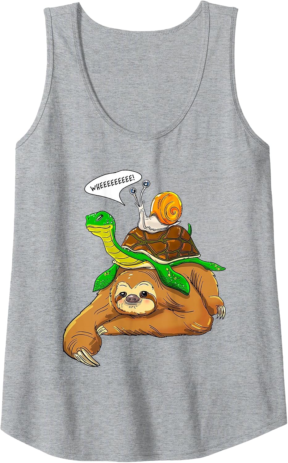 Sloth Turtle Snail Funny Humor Cute Animal Lover Tank Top - Heather Grey