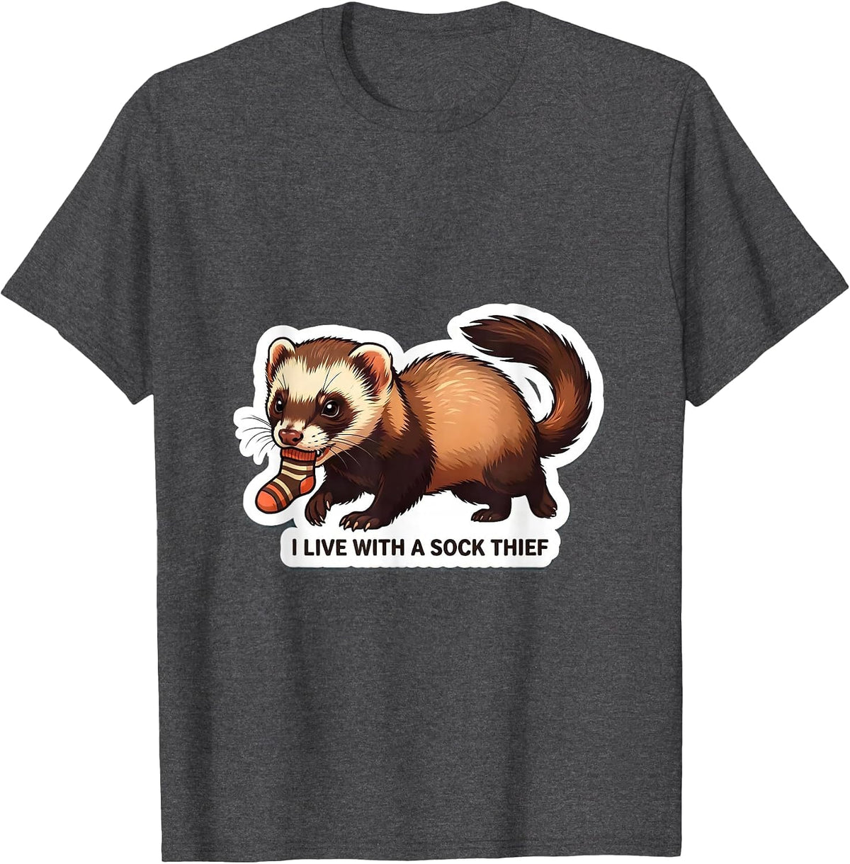 Men's I Live With A Sock Thief Funny Ferret Lover Gift For Kids T-Shirt - Dark Heather Grey