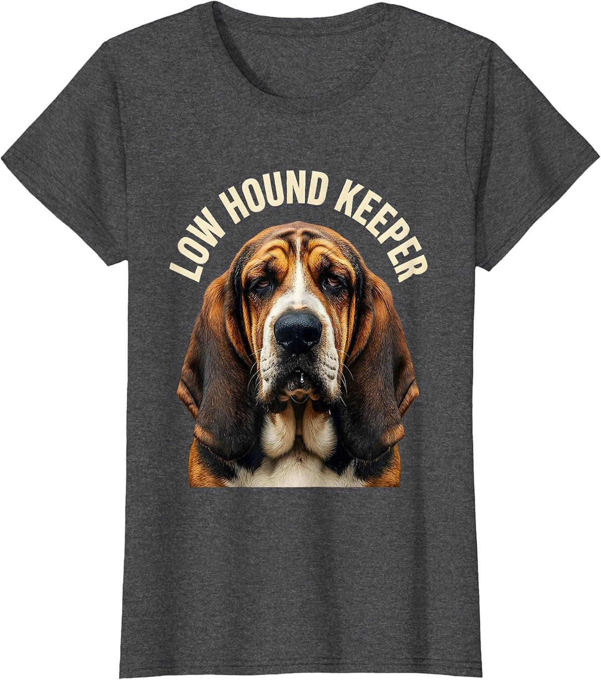 Women's Low Hound Keeper Funny Basset Hound Dog Lover Gift T-Shirt - Dark Heather Grey