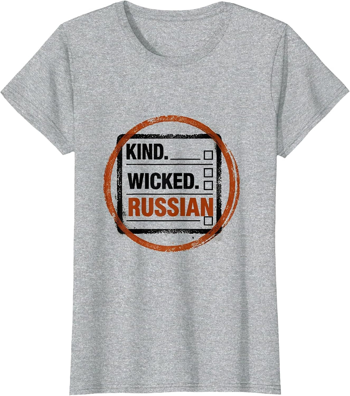 Kind Wicked Russian Rubber Stamp Heritage Gift T-Shirt - Heather Grey