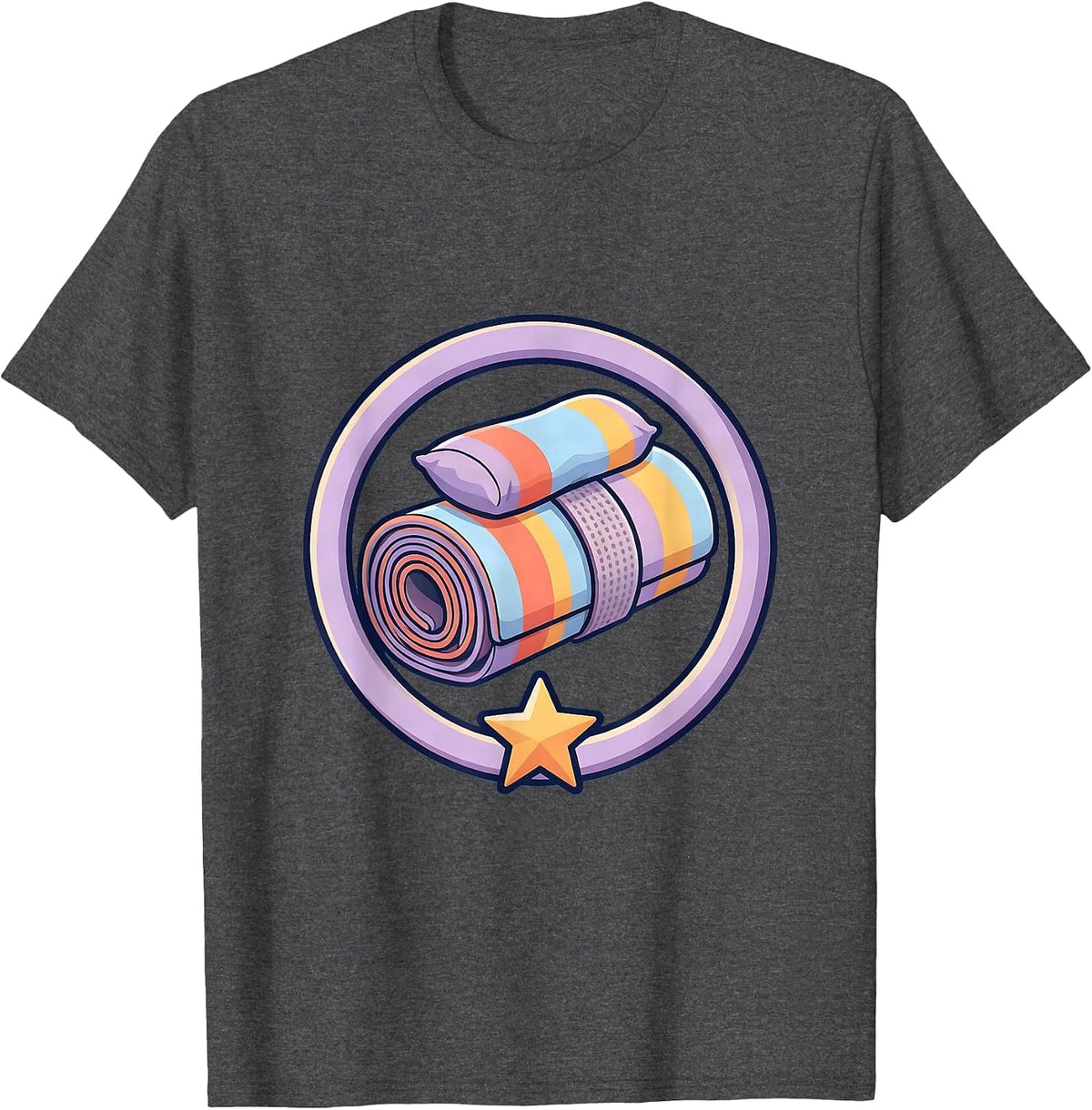 Preschool Teacher Nap Mat Rolled Up Graphic T-Shirt - Dark Heather Grey