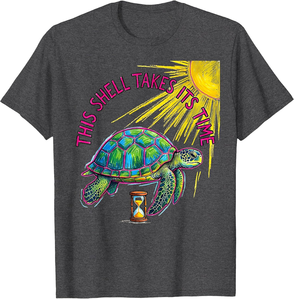 This Shell Takes Its Time Cute Sea Turtle Lover Animal T-Shirt - Dark Heather Grey