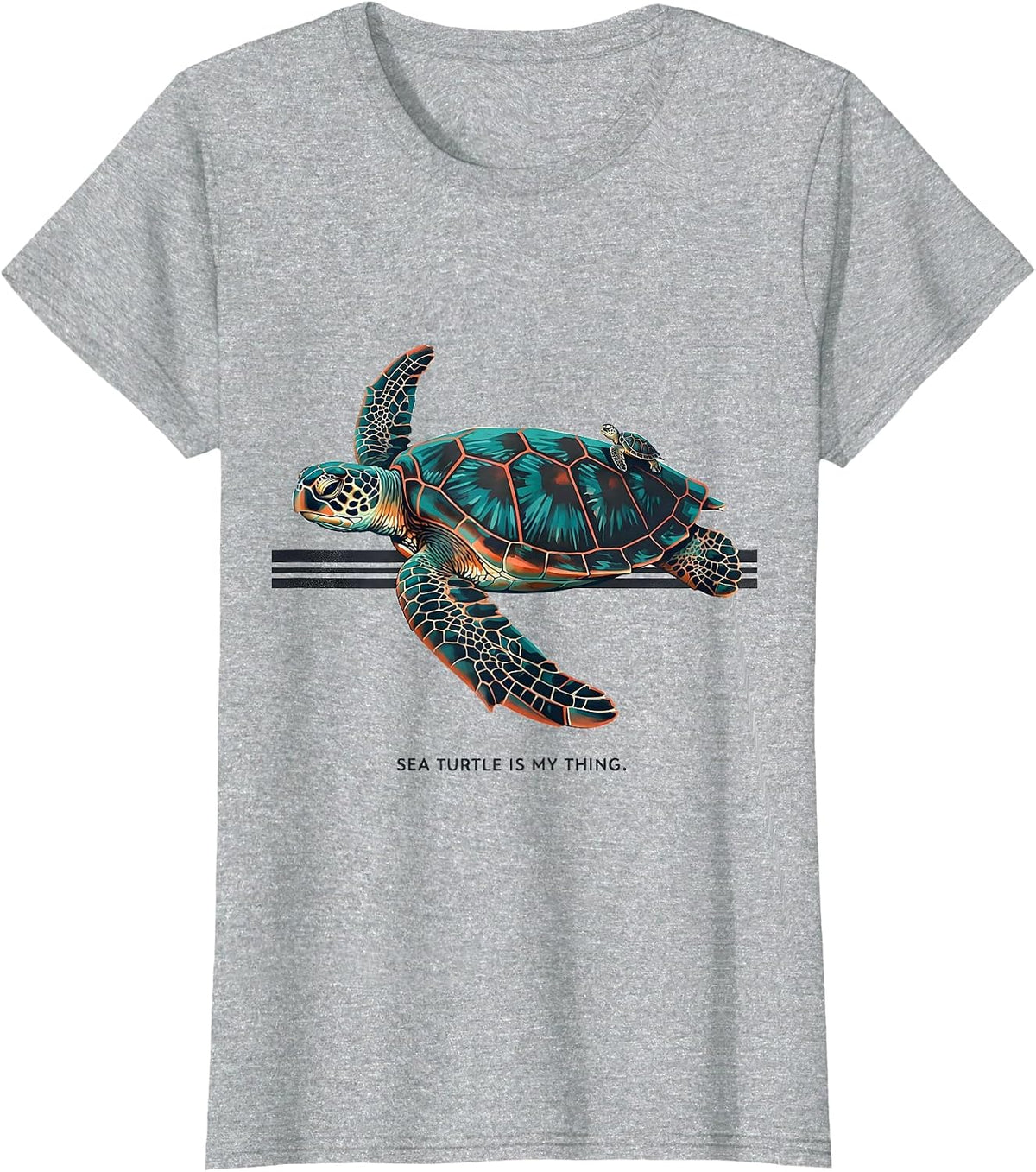 Sea Turtle Is My Thing Midcentury Modern Ocean Animal Lover T-Shirt - Heather Grey