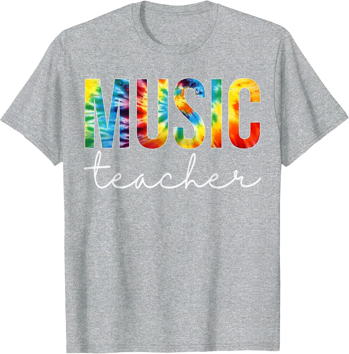 Music Teacher Tie Dye Appreciation Day Hello Back to School T-Shirt - Heather Grey