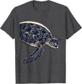 Men's Sea Turtle Linocut Ocean Animal Lover Artwork T-Shirt - Dark Heather Grey