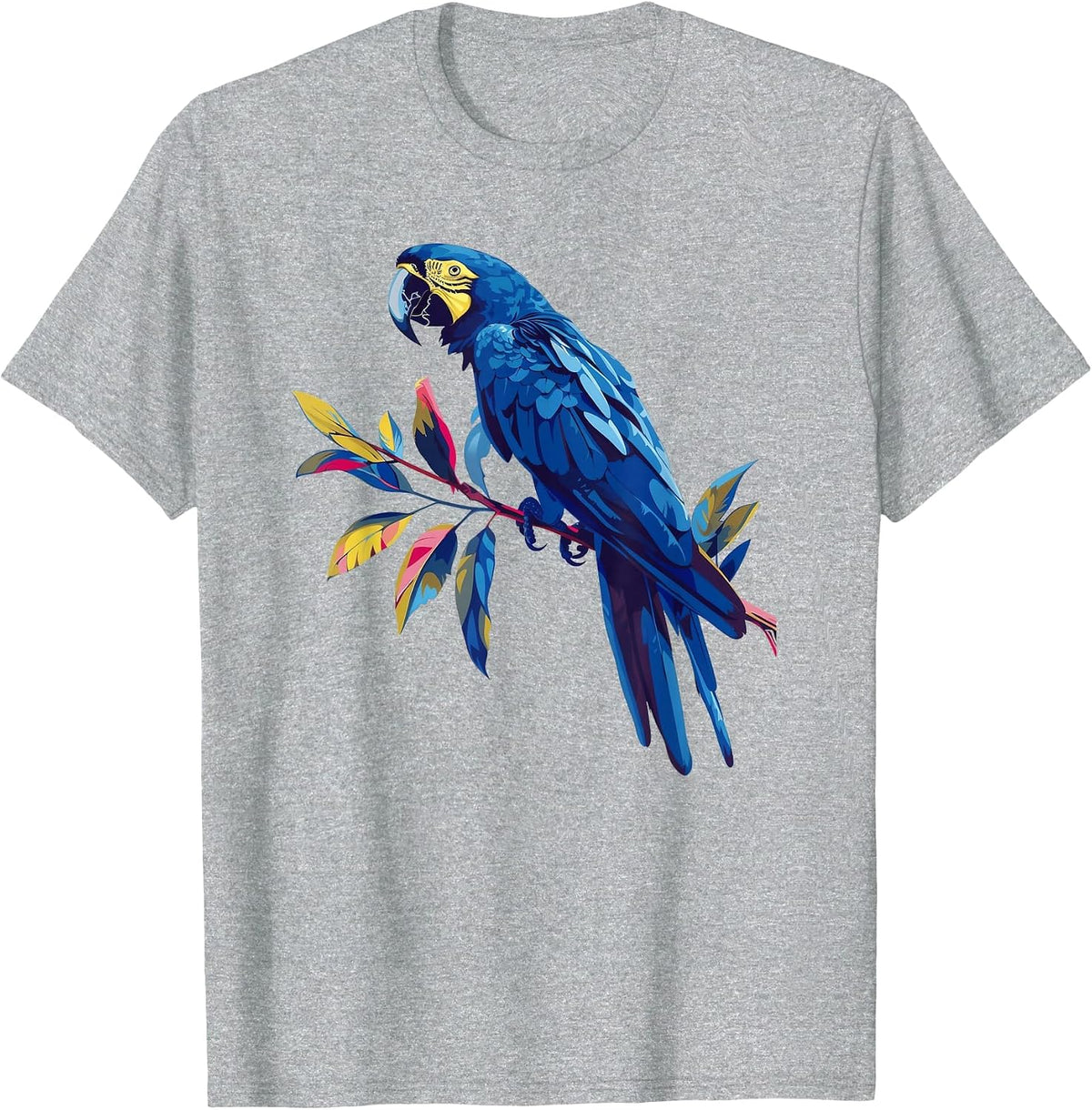 Hyacinth Macaw Retro T-Shirt - Heather Grey