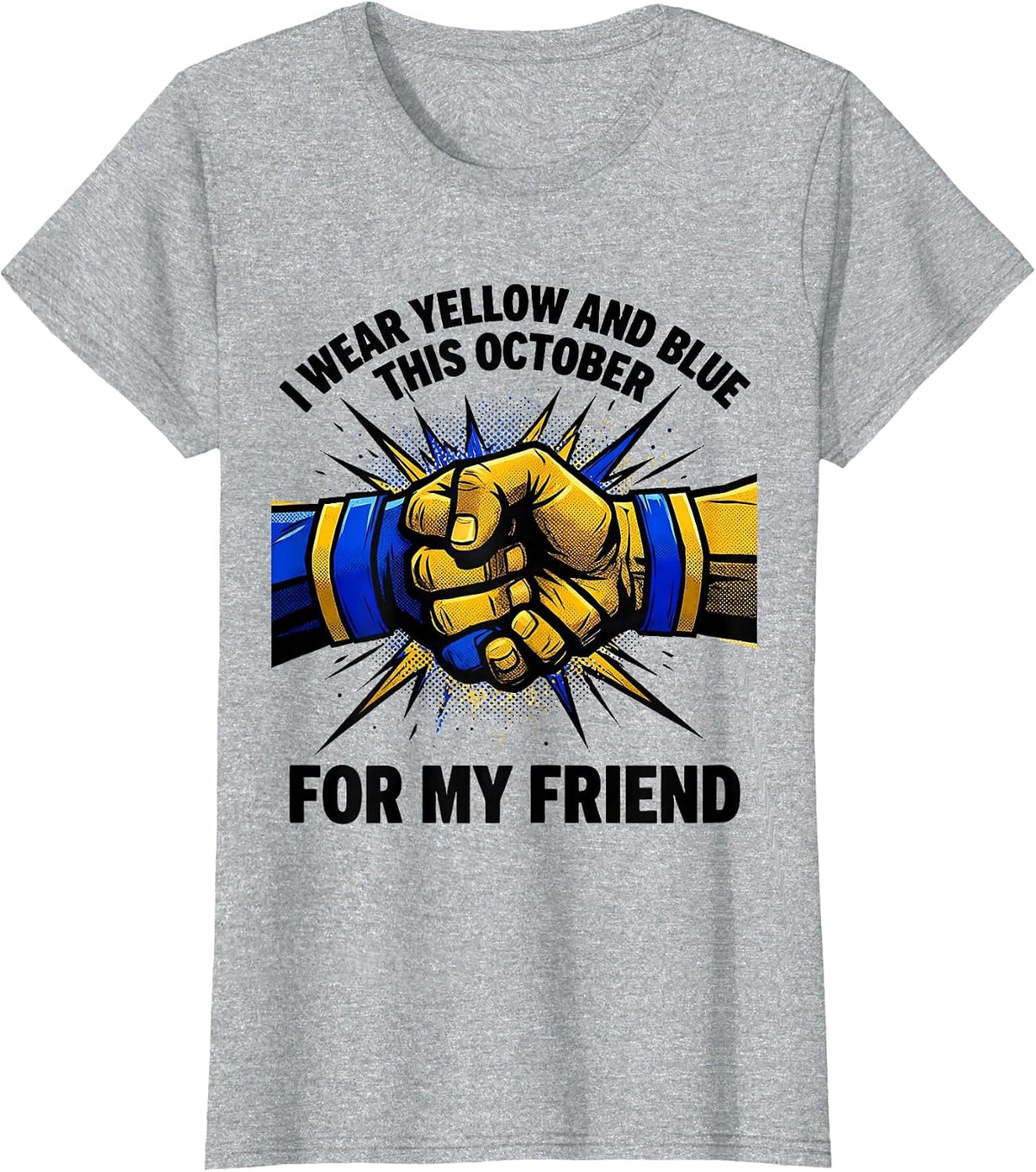 Women's I Wear Yellow And Blue This October For My Friend Support T-Shirt - Heather Grey